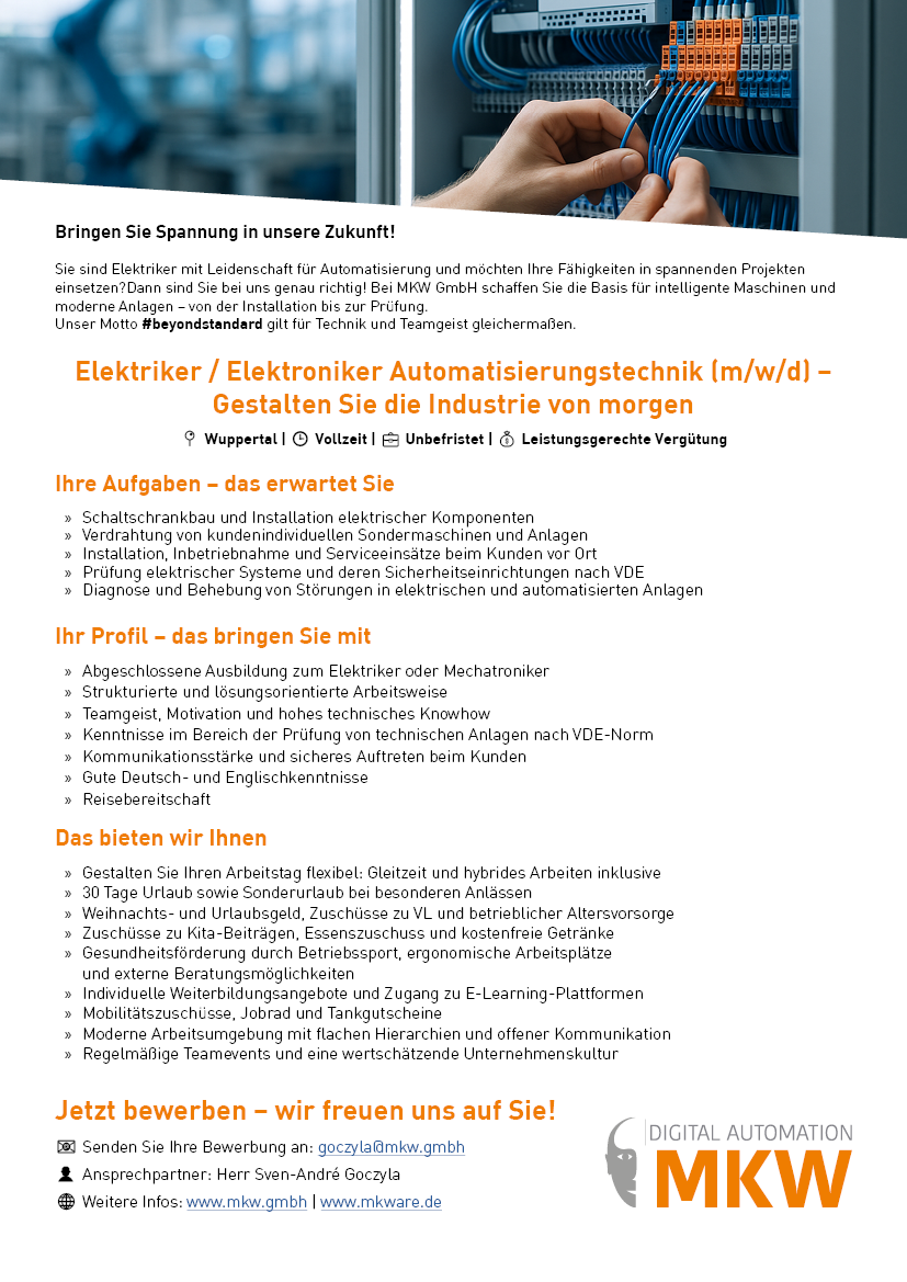 Elektriker / Elektroniker Automatisierungstechnik (m/w/d)